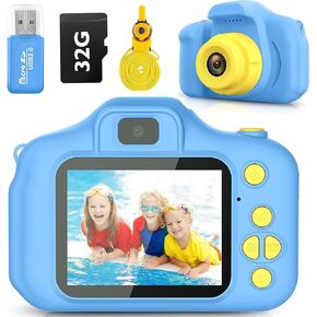 DeSuccus Kids Camera Toys Hishafricht Higdress For Boys and Girls Kids Kids Toys 3-9 Ageens HD Digital Camera for Toddler 5 Guzzle Games مع بطاقة SD 32GB (Blue)