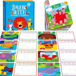 Draw with Alphabet & Numbers, 36PCS Dry Erase Cards Letters & Numbers Tracing Learning ABC Handwriting Educational Toy set educational game birthday gift for Preschool Learning Activities