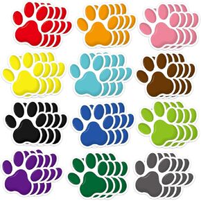 48Pcs Paw Prints Cutouts, Dog Paw Print Cut Out Paw Bulletin Board Decorations Mini Colorful Paper Paw Cutouts Paw Print Accents Decor for School Home Classroom Party Chalkboard Wall Decor