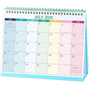 Desk Calendar 2025-2026 - JUL 2025 - DEC 2026, Calendar 2025-2026, 9.8" x 8.3", Standing Flip Desktop Calendar 2025-2026 with Thick Paper, Memo Pages + Twin-Wire Binding + Unruled Blocks - Rainbow