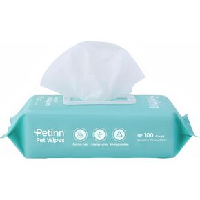 Pet Wipes for Dogs, 100 Count Unscented Cats Grooming Wipes with 8"x8" Biodegradable Bamboo Fiber, Puppy Cleaning Deodorizing Wipes for Paws Butt Fur Ear Body, Hypoallergenic, Lick Safe