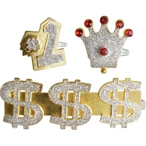 Eye-Catching Gold Assorted Bling Rings - 6.5" X 4.5" - Luxurious Metal Design - Perfect for Parties & Gifts