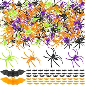 260 قطعة هالوين عنكبوت خفافيش خفافيش حداثة حلقات العنكبوت ملونة حلقات الخفافيش البلاستيكية مزيفة للبالغين الأطفال إكسسوارات الملابس في جميع أنحاء الهالوين دكلة مزحة الدعائم المخيفة الهدايا in Kuwait