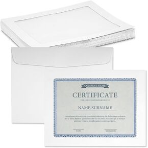 9 x12 Full Face Window Certificate Envelopes - 28lb Paper. Bright White, Large Clear Plastine Window - 25 Pack
