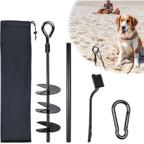 Beach Dog Stake Anchor Swivel Dog Tie Out Stake Heavy Duty Dog Stake for Large Dogs, Screw In Ground Dog Anchor for Outside Beach Sand Yard