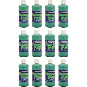 Constructive Playthings Washable Tempera Paint for Kids, Classroom Painting Supplies, Set of 12 Pints, White
