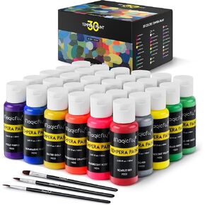 Magicfly Degheda Paint للأطفال ، 30 لونًا (2 أوقية/60 مل لكل منهما) طلاء أطفال غير سامين ، طلاء ملصق سائل قابل للغسل مع ألوان نيون بريق الفلورسنت لطلاء الأصابع ، والرسامين الهوايات in Kuwait