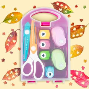 Creative Kids DIY Puncher Craft Set - Hole Punch for Kids, Shape Cutters for Crafting (Star, Snowflake, Leaf, Flower, Heart, Tulip)