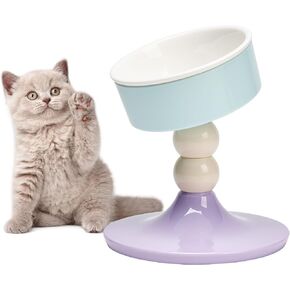 Adjustable Elevated Ceramic Cat Bowl – Durable, Tiltable, Non-Slip, and Easy to Clean for Indoor Cats and Small Dogs (Pastel Tricolor)