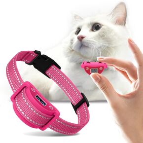 PaiPaitek Cat Vibrating Collar, Cat Training Collar Vibration No Shock to Auto Stop Meowing, Anti Meow Collar for Cats, 5 Levels of Progressive Training, Waterproof & Rechargeable (Pink)