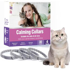 Tcllka Calming Collar for Cats 4 Pack Calming Cat Collars Anxiety Relief Stress Pheromone Collar for Cats, Grey