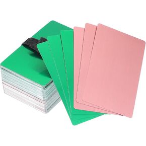 PATIKIL Metal Business Card 0.21mm Thick 3.4x2.1 Inch, 200 Pcs Anodized Aluminum Blank Laser Engraving Cards with Cable Ties for Multipurpose House Office, Rose Gold/Green