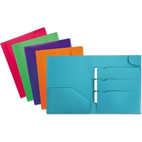 OXFORD 99837 Divide It Up Four-Pocket Poly Folder, 11 x 8-1/2, Assorted