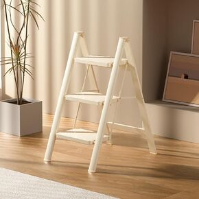 3 Step Ladder,Folding Step Stool with 20CM Widened Pedal, Lightweight Carbon Steel Step Ladders for Adults,3 Tiers Ladder with 330lbs Load Capacity for Home Bedroom,Balcony,Living Room,Kitchen