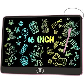 16 Inch LCD Writing Tablet for Kids [Upgraded], Electight Colorful Doodle Board, Eye Protection Drawing Tablet with High Brightness, Birthday Gift & Trip Toy for 3-8 Years Old Boys and Girls (Pink)