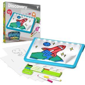 Discovery™ Glow Tracing Light-Up Art Tablet – Includes 10 Templates, 10 Blank Sheets, 6 Washable Markers| Writing Drawing Tablet for Kids| Craft Kit for Boys Girls| Doodle Board Drawing Pad Toy Gift
