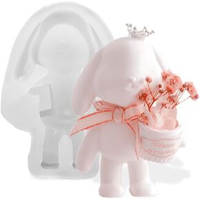 3D Easter Rabbit Silicone Molds Easter Decor Holding Bucket Rabbit Mold Easter Bunny Candle Molds for Candle Making Cute Rabbit Aromatherapy Candle Mold Easter Rabbit Resin Molds DIY Easter Ornaments