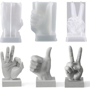 Woohome 3 PCS Candle Holder Resin Molds, Large OK Gesture Candle Molds Finger Resin Molds Silicone for Create Art, Home Decoration, Candle Soap Molds