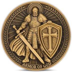 عملة Armor of God Challenge - عملة تحدي مسيحية مع أفسس 6:11 الكتاب المقدس - هدية المحارب الروحي لمجموعات الكنيسة ، والأحداث القائمة على الإيمان
