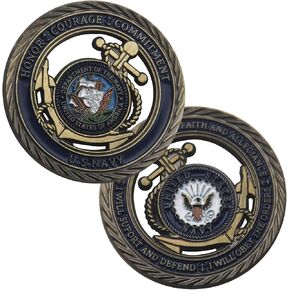Navy Pattern US Coins Value Bronze Hollow Double-Sided Military Challenge Coin
