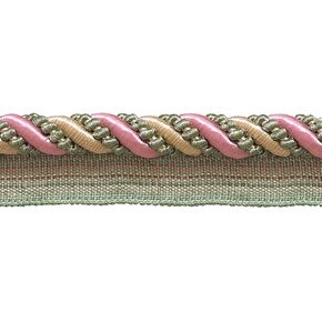 7/16" (1cm) Large Shiny Decorative Twisted Rope Cord with Lip | Cord Trim # 0716I2, Summer Rose Pink #3549 (Light Pink, White Ivory, Green Blue) 5 Yard Value Pack (4.5m/15 ft)