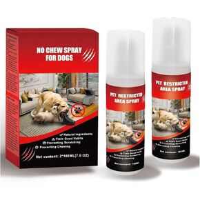 No Chew Spray for Dogs, 2025 Upgrade Spray for Dogs to Stop Chewing, Dog Deterrent Spray for Furniture, Pet Corrector Spray, Dog Behavior Training Spray with Alcohol Free, 2 Pack * 100 ML, Red