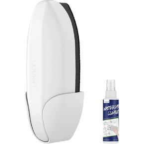 loukin Replaceable Dry Erase Eraser, Double-Sided Whiteboard Eraser with Magnetic Holder, Precision-Point Glass Board Eraser for Classroom, Home and Office (Whiteboard Cleaner Included), White