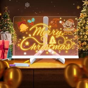 LED Note Board with Colors for Kids, LED Acrylic Message Board, LED Writing Board, LED Drawing Board with Adjustable Stand and 7 Pens for Home Office School (11.8"× 7.9")