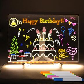 LED Note Board with Colors, Acrylic Dry Erase Board with Light, Light up Dry Erase Board with Stand as a Glow Memo LED Letter Message Board Note Glass LED Board Whiteboard. (30CM X 20CM)