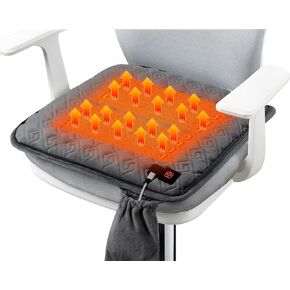 Heated Seat Cushion,Office Chair Cushions Butt Pillow for Long Sitting,Non-Slip Sciatica & Back Coccyx Cushion for Tailbone Pain Relief Heated Chair Pad,Seat Warmer for Home Seat Cushion-Dark Grey