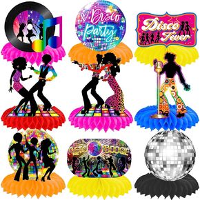 10Pcs 70s Disco Honeycomb Centerpieces Disco Fever Party Decorations Dancing Queen Party Table Centerpieces 70s Party Supplies 1970s Disco Party Centerpieces for Table