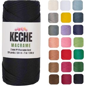 Macrame Cord | Macrame Supplies 2mm Polyester Macrame Rope Yarn for Table Runner Wall Décor Plant Hanging 251 Yards - Navy Blue