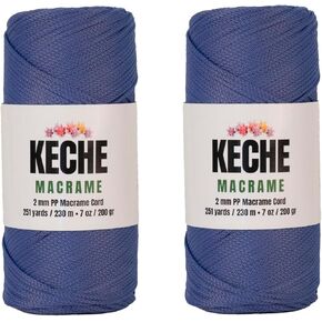 Macrame Cord | Macrame Supplies 2mm polyester Macrame Rope Yarn for Table Runner Wall Plant معلق 251 ياردة - الأزرق البحري in Kuwait