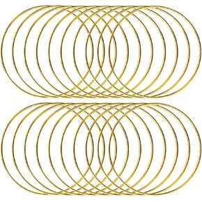 20pcs 4inch Dream Catcher Rings Metal Metal Hoops الزهور إبداعات Macrame Rings للحرف اليدوية DIY ، والأطواق الذهب الزهرية لزفاف جدار معلق الحرف اليدوية