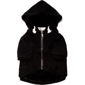 Zip Up Adventure Dog Hoodie with Hook & Loop Pockets and Adjustable Drawstring Hood - XXS to XXL - Multiple Colors - Comfortable & Versatile Dog Hoodies (Black, XXS)
