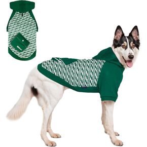 Dog Hoodie, Dog Sweaters with Leash Hole Pullover Splicing Sweatshirt for Large Medium Dogs Soft Pet Clothes for Cold Weather Warm Outfit Dog Coat for Male/Female, Chrismas Green (M)