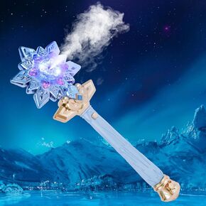 Snowflake Toy Wand with Music Spray Light Up Wands for Kids Girls Princess Cosplay Birthday Party Favors, Blue