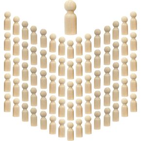 75 Pieces Wood Peg Dolls Unfinished Wooden People Craft Blank Family Figures 5/8 x 1-3/4 inch