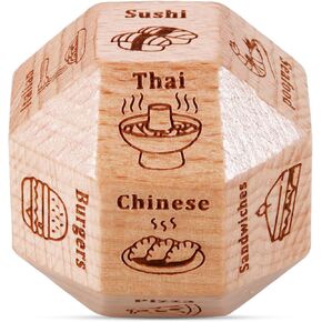 Wooden Food Decision Dice for Women Men - Valentines Day Birthday Gifts for Boyfriend Girlfriend Funny Date Night Dice, Dinner Decider Dice for Him Her Anniversary for Husband Wife Valentines Stuffer