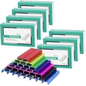 7 Pack Colorful 26/6 Standard Staples for Desk Stapler, 1000Pcs Staples per Pack, 7000Pcs Colored Stapler Staples in Total