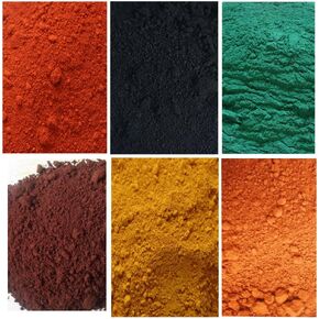 6 Pack 150 g Mixed Colors Powdered Color for Concrete, Cement,Mortar,Grout,Black Iron Oxide,Yellow Iron Oxide, red Iron Oxide,Green Iron Oxide,Orange Iron Oxide and Brown Iron Oxide, Colorant