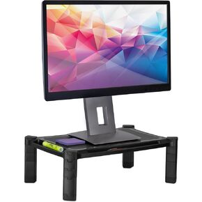 Mount-It! Desktop Computer Monitor Riser - Height Adjustable Tabletop Stand Shelf for PC and Laptop Displays and Printers, 19 x 13 Inch, 6.6" High, Black, MI-7851