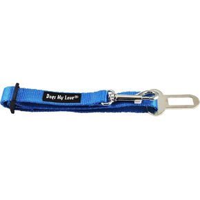 Dogs My Love Adjustable 11"-18" Long Leash Car Seat Dog Safety Belt 3/4" Wide Vehicle Lead Medium (Blue)