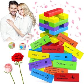 48Pcs Super Naughty Block Tower Game, Lust Tower, Date Night Ideas, Valentine Tumbling Tower Stacking Blocks Game, Couples Games, Valentines Day Gifts for Him, Funny Challenges