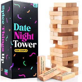 Valentines Gifts for Him Her - 54 Stacking Wooden Block Game for Him, Her, Girlfriend, Boyfriend, Wife, Husband, Couples, Anniversary Date Ideas,..