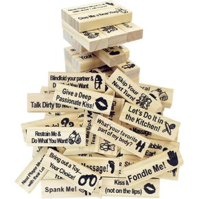 Tower Stack Game Couples Games Gifts Date Night Games Ideas Wooden Naughty Fun Stacking Blocks for Adults Dating Bedroom Games Toys for Couples Date Night Activities Drinking Game Night (48 Pcs)