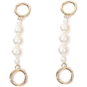 Pearl with Gold Clasp Sturdy Large Imitation Pearl Bead Purse Handle Strap Bag Charms Handbag Chain Replacement Accessories Decoration 2PCS