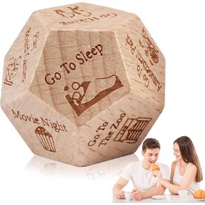 Date Night Dice for Couples, Wooden Couple Dating Fun, Food Decision Dice, Date Ideas for Couples,Gifts for Boyfriend-Girlfriend (Retro)