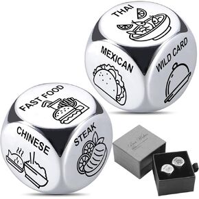 2PCS Food Dices, Stainless Steel Food Decision Dices, Anniversary Day, Dating Giftware Dices. Suitable for Christmas, Birthday Selective Giftwarefor Girlfriend