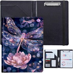 PU Leather Portfolio Women ، مجلد محفظة السيرة الذاتية للمقابلة ، منظم الأعمال المهني مع حامل المستندات ، وفتحات البطاقات ، وحلقة Pen Loop Fit A4 Size ، و Sunflower
